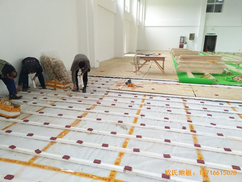 南京浦口黨?；@球館體育地板施工案例1
